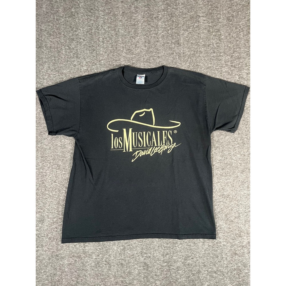 Vintage Jerzees Los Musicales David Lee Garza Tejano Band T-Shirt Black Large